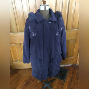 Vtg Purple Embroidered Winter Jacket